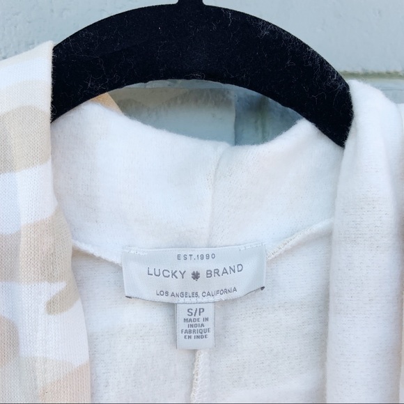 NWT Lucky Brand Beige Camo Hooded Cardigan - Picture 4 of 7